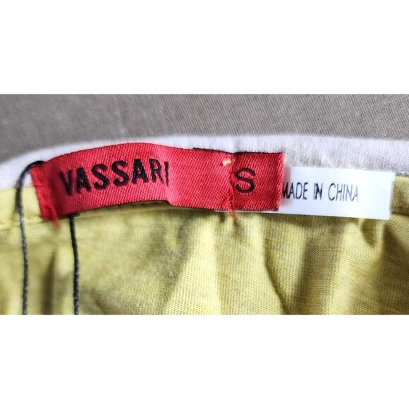 Vassari Los Angeles Mustard Yellow V-Neck Designer Shirt Small – Stylish Cut Hem - Picture 5 of 12